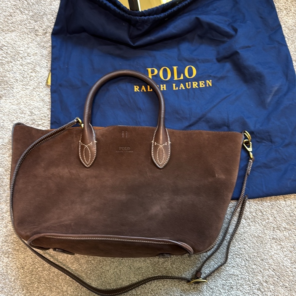 Polo by Ralph Lauren Dark Brown Suede Hobo tote bag